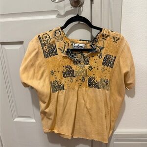 Arloom huipil Yellow Embroidered Blouse